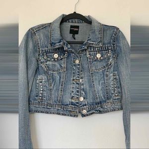 Rhinestoned cropped Jean Jacket